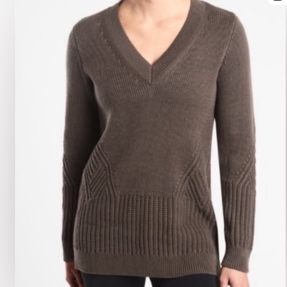 Athleta Sweater - Repreve Teton V-Neck - Size Small - Coffee House